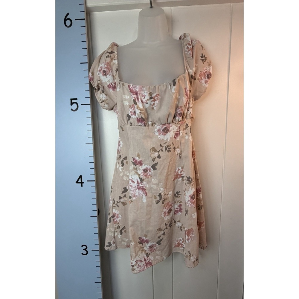 Blashe Los Angeles Peach Pink Floral Cottagecore Peasant Dress Size Large NWT